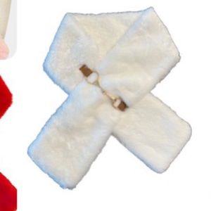 Horsebit detailing on Super Luxurious White Faux Fur crossover Scarf